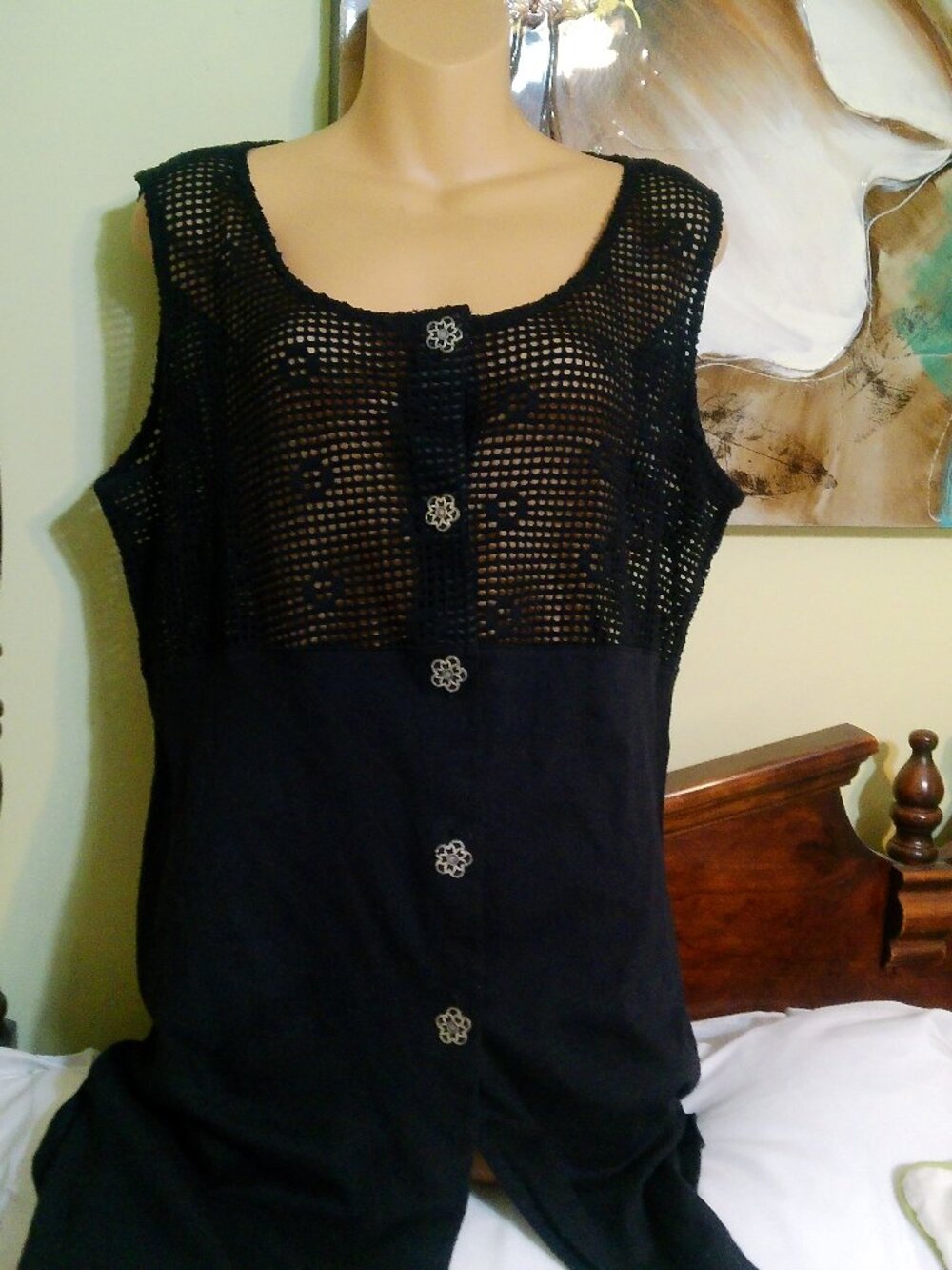 VINTAGE BEACH CABANA SWIMSUIT COVER SIZE 3 XL GOOD CONDITION BLACK